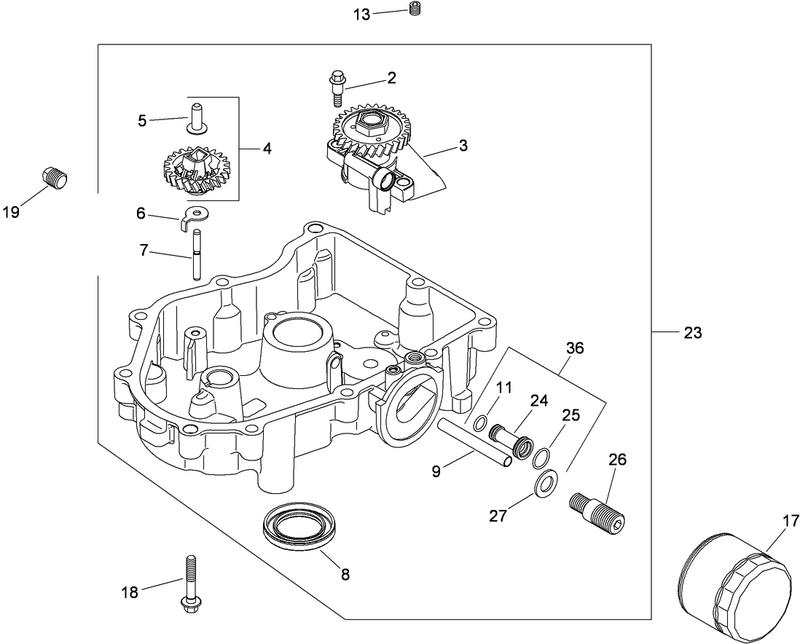Oil Pan and Lubrication Assembly Kohler SV720 0040