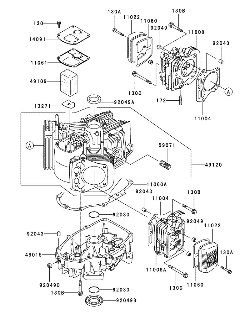 Cylinder Crankcase Assembly Kawasaki FH500V AS36