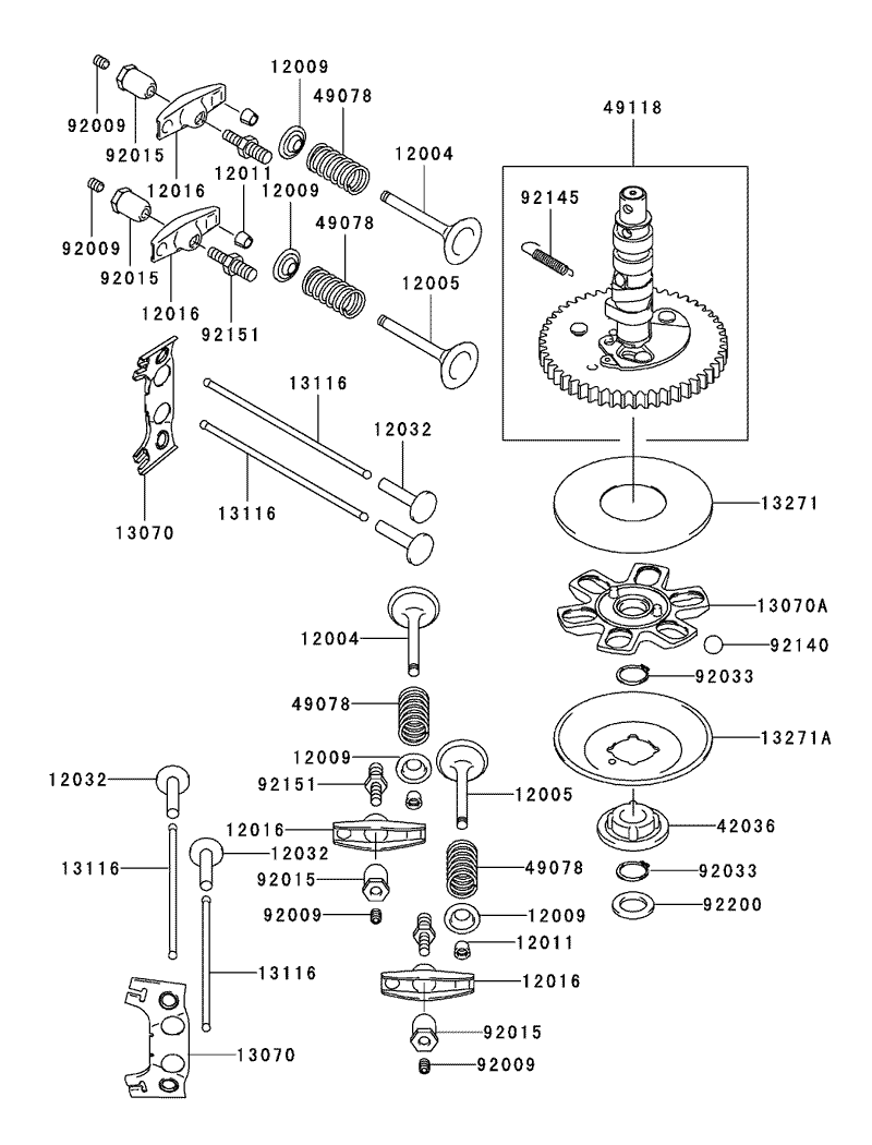 Valve and Camshaft Assembly Kawasaki FH500V BS36