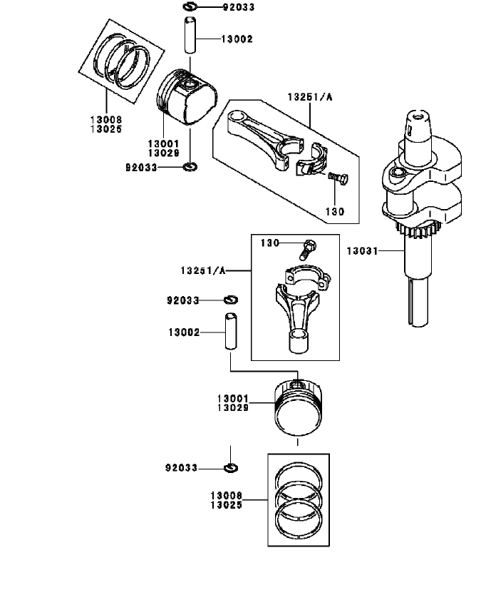 Piston and Crankshaft Assembly Kawasaki FH500V BS36