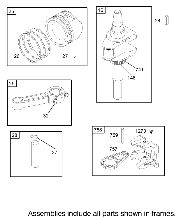 Crankshaft Assembly Briggs and Stratton 280H07 0166 E1