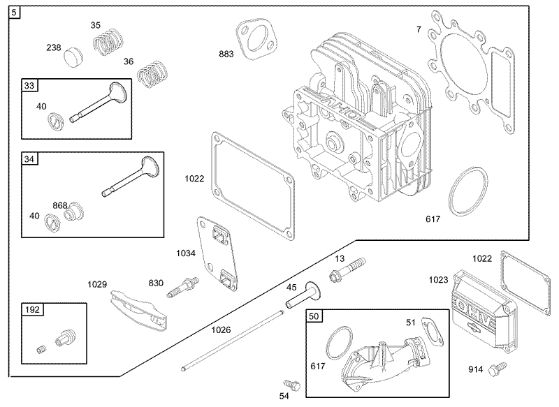 Cylinder Head Assembly Briggs and Stratton 280H07 0166 E1