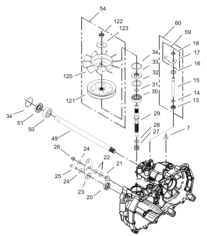 Fan and Pulley Assembly LH Hydrostat No 105 3492
