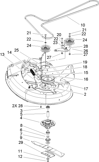 38in Deck Spindle and Belt Drive Assembly