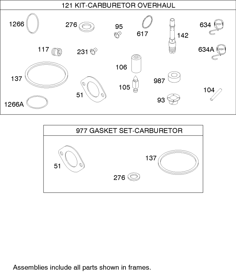 Carburetor Overhaul Kit Assembly Briggs and Stratton 280h07 0166 e1