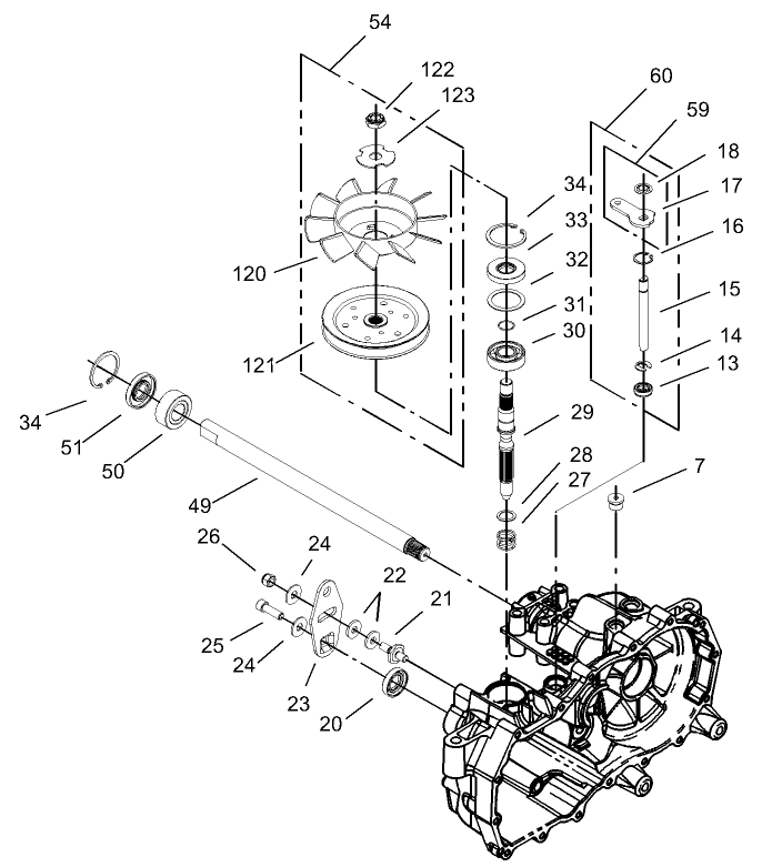 Fan and Pulley Assembly LH Hydrostat No 105 3492