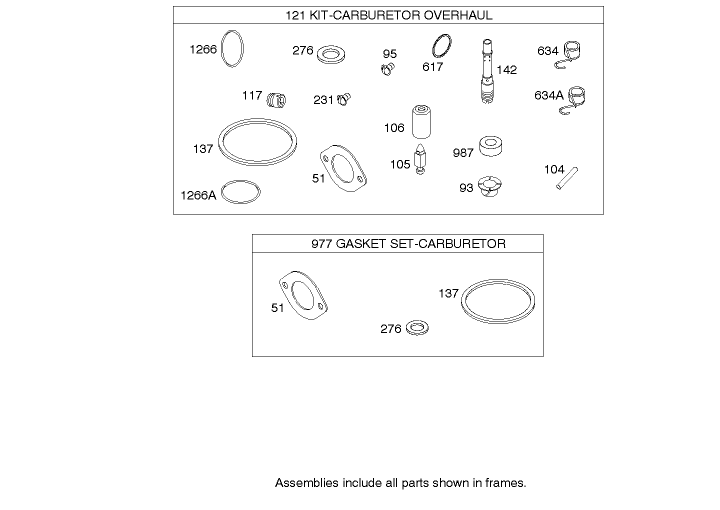 Carburetor Overhaul Kit Assembly Briggs and Stratton 286H77 0165 E1