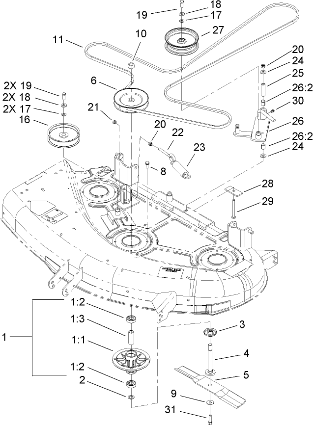 44in Deck Belt Drive Assembly