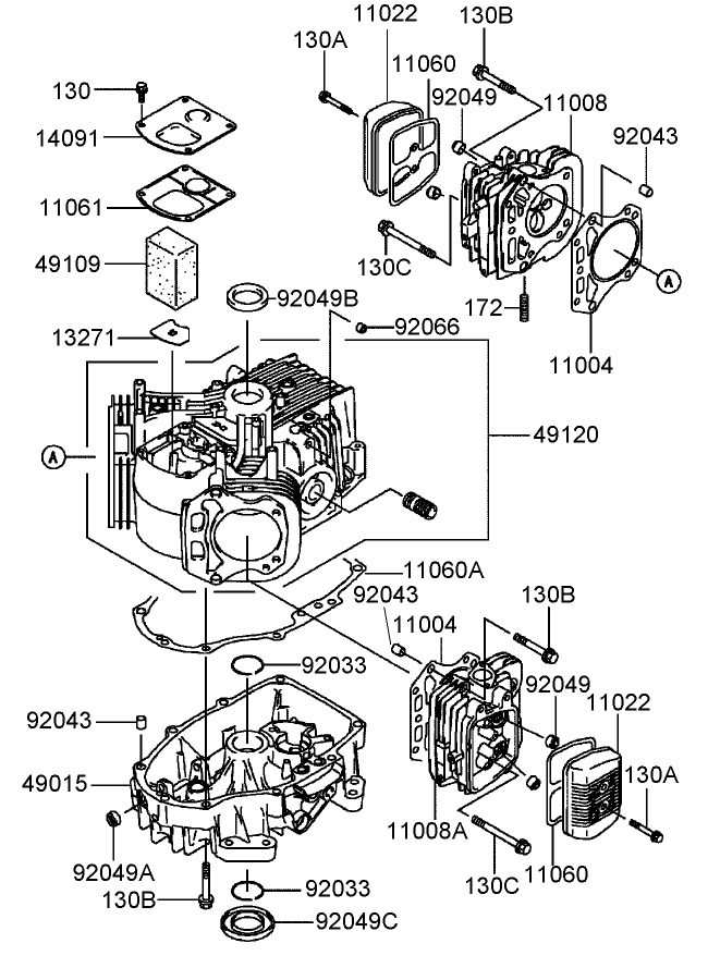 Cylinder and Crankcase Assembly Kawasaki FH541V BS50 R