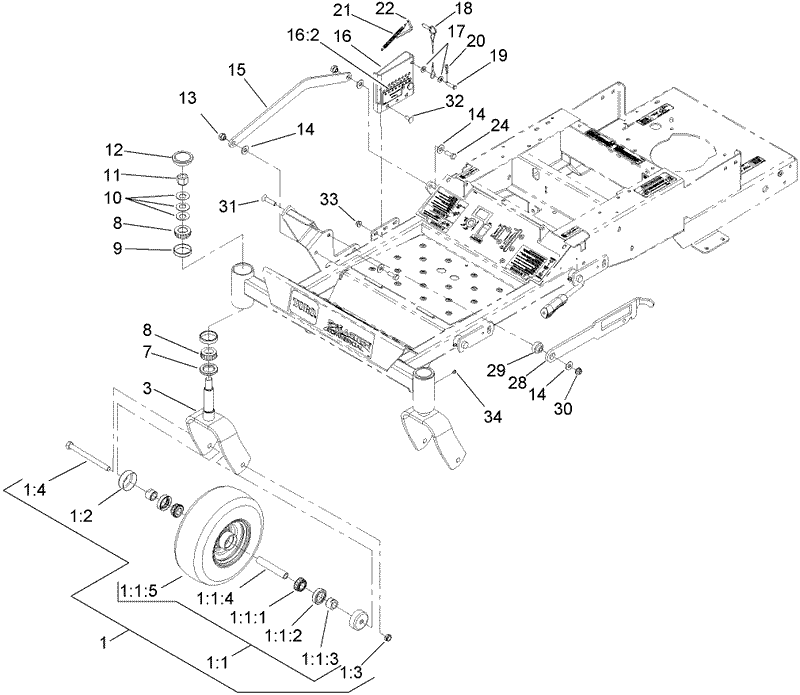 Caster Fork and Wheel Assembly