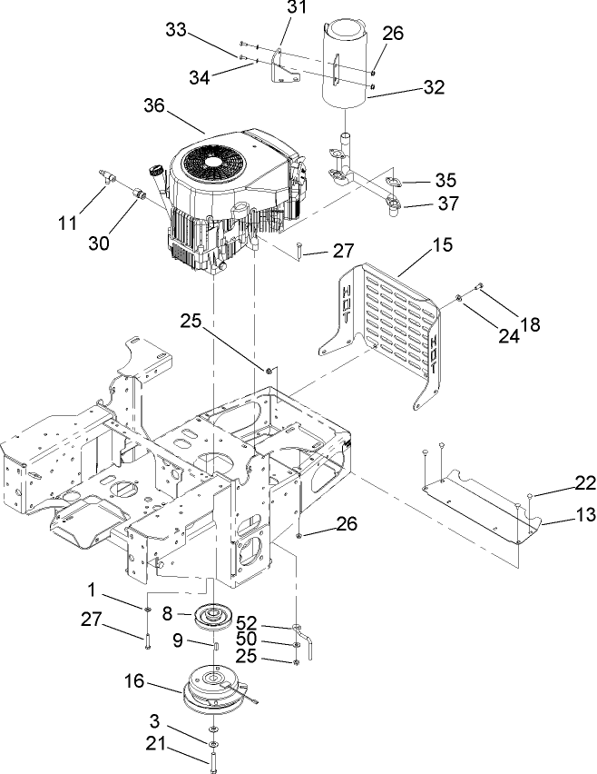 Engine Clutch and Muffler Assembly