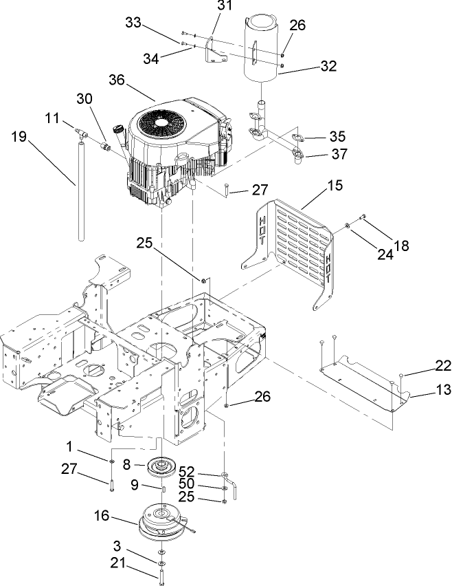 Engine Clutch and Muffler Assembly