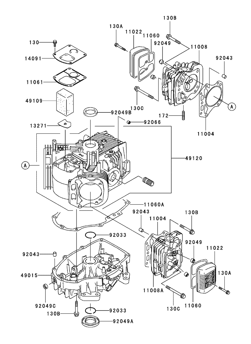 Cylinder Crankcase Assembly Kawasaki FH580V AS30