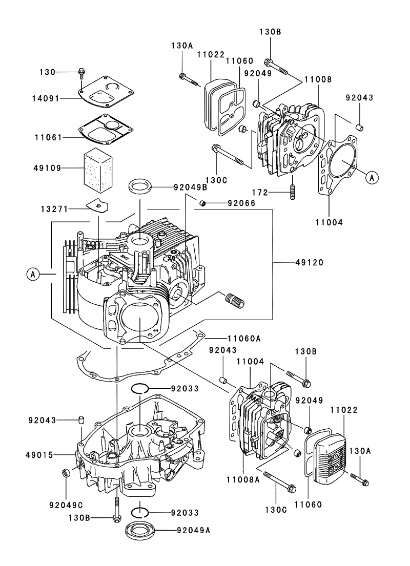 Cylinder Crankcase Assembly Kawasaki FH580V AS29