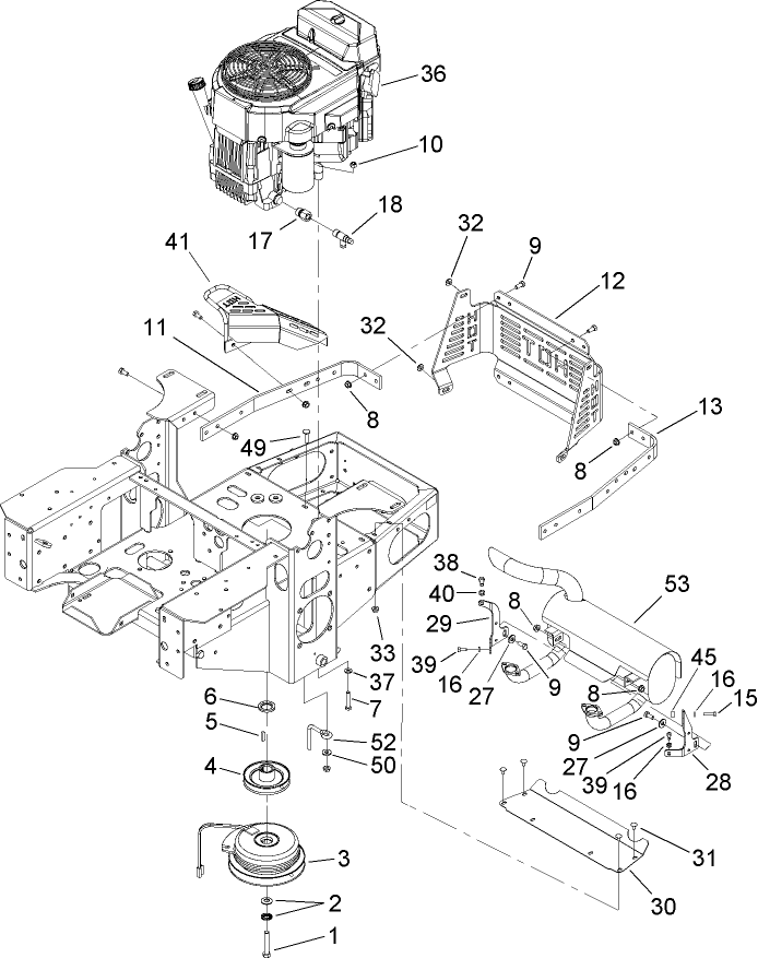 Engine Clutch and Muffler Assembly