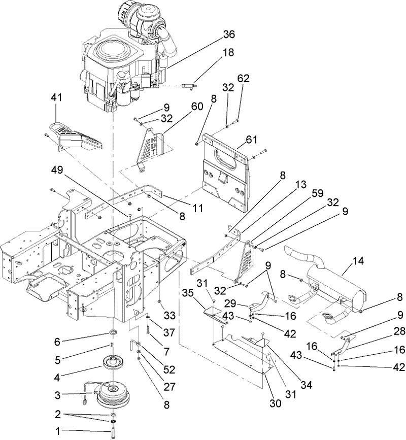 Engine Clutch and Muffler Assembly