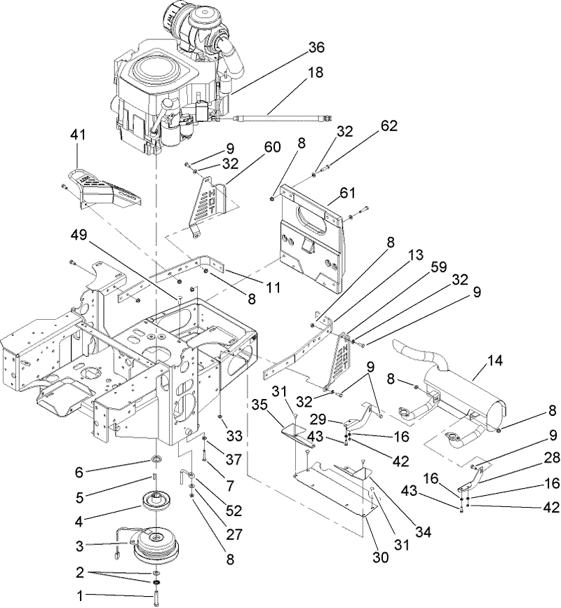 Engine Clutch and Muffler Assembly