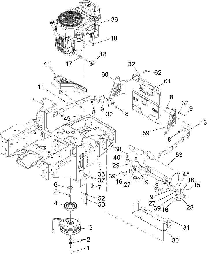 Engine Clutch and Muffler Assembly