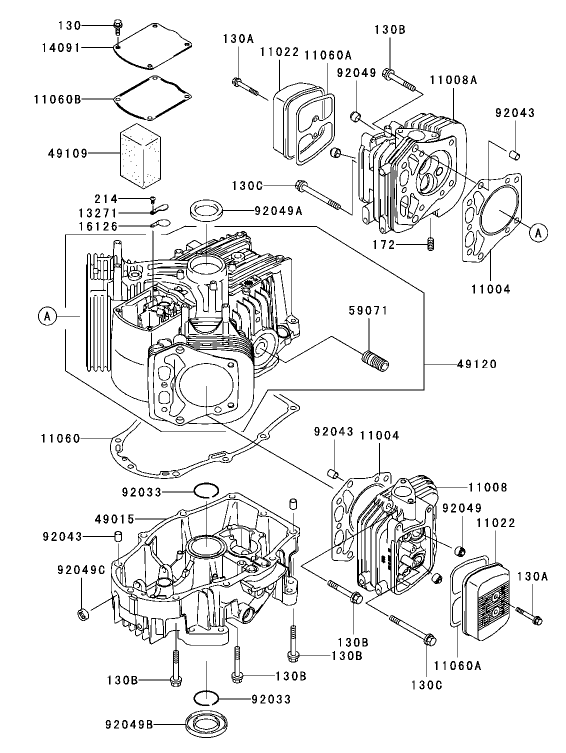 Cylinder and Crankcase Assembly Kawasaki FH680V AS21