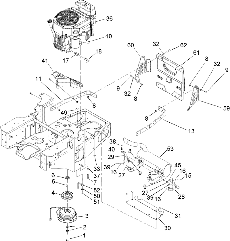 Engine Clutch and Muffler Assembly