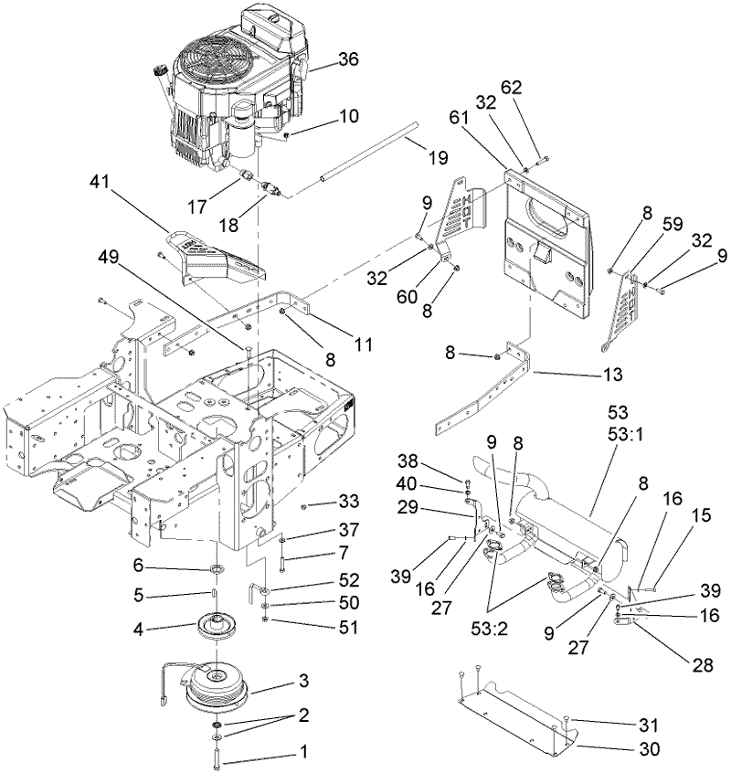 Engine Clutch and Muffler Assembly