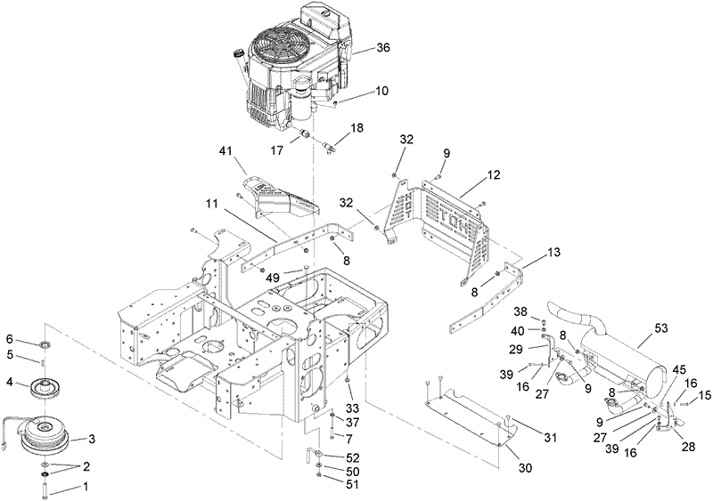 Engine Clutch and Muffler Assembly