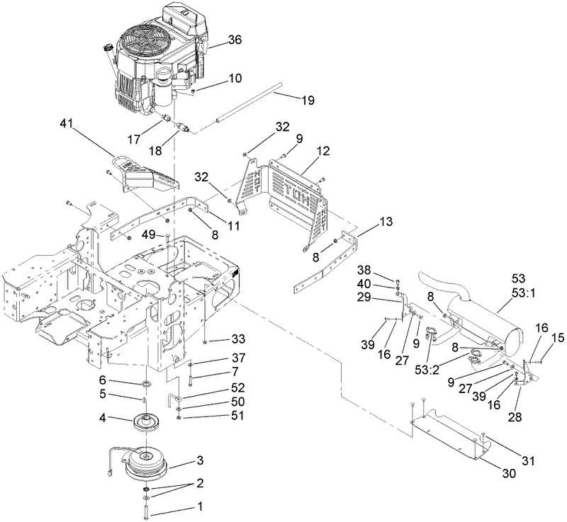 Engine Clutch and Muffler Assembly