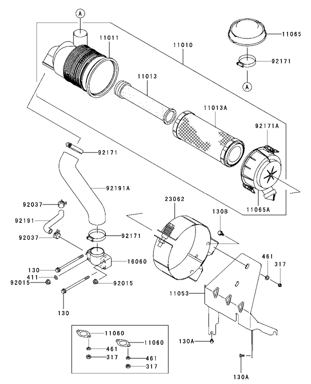 Air Filter and Muffler Assembly Kawasaki FH680V AS21