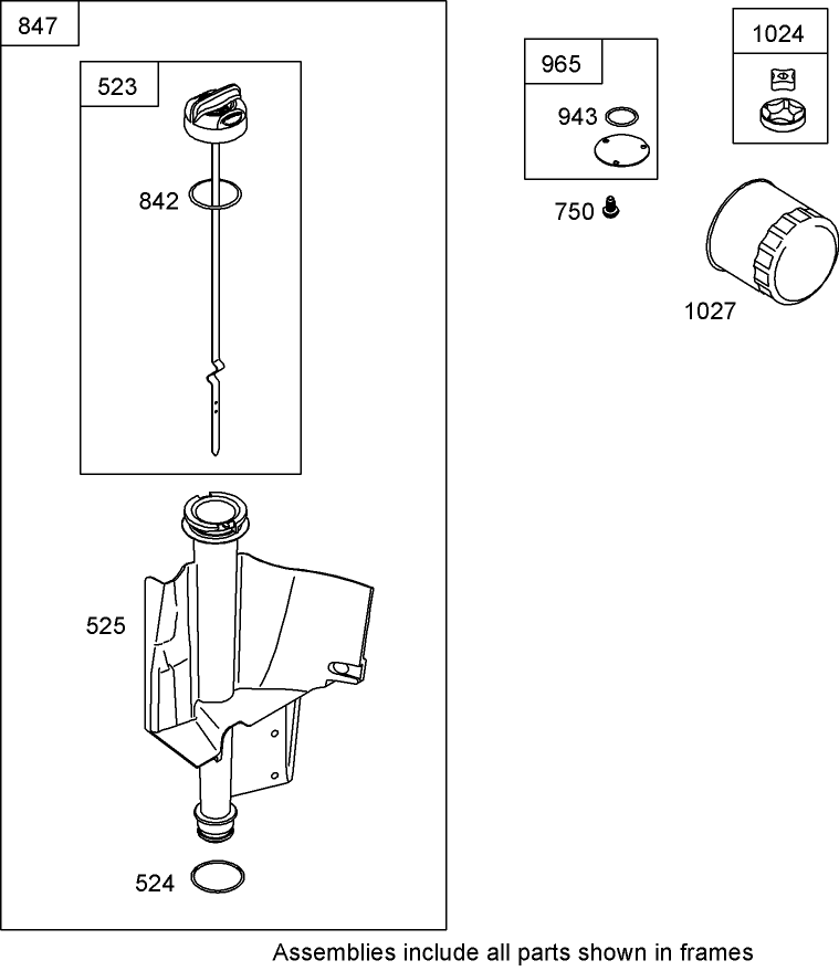 Oil Filter Tube and Pump Assembly Briggs and Stratton 31P777 0125 E1