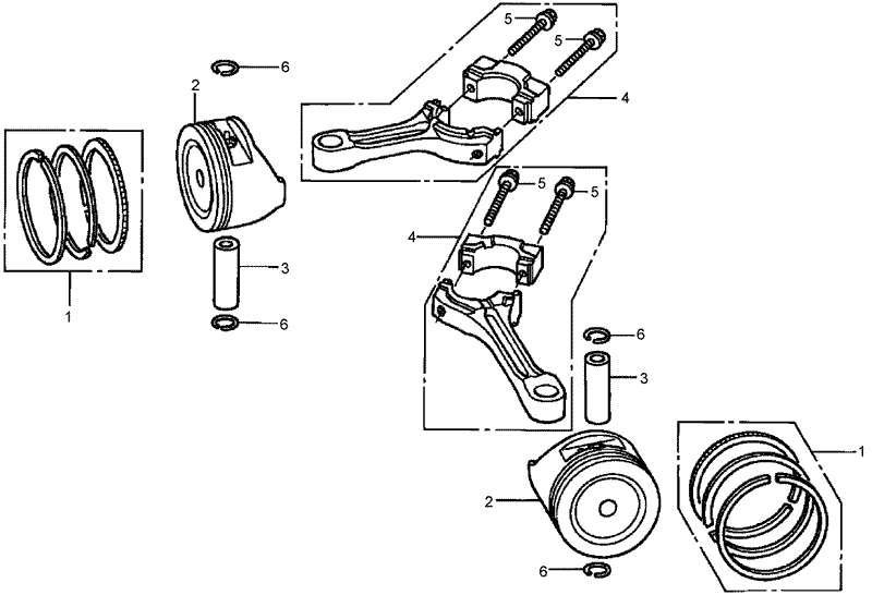 Piston and Connecting Rod Assembly Honda GXV530 EXA2LB