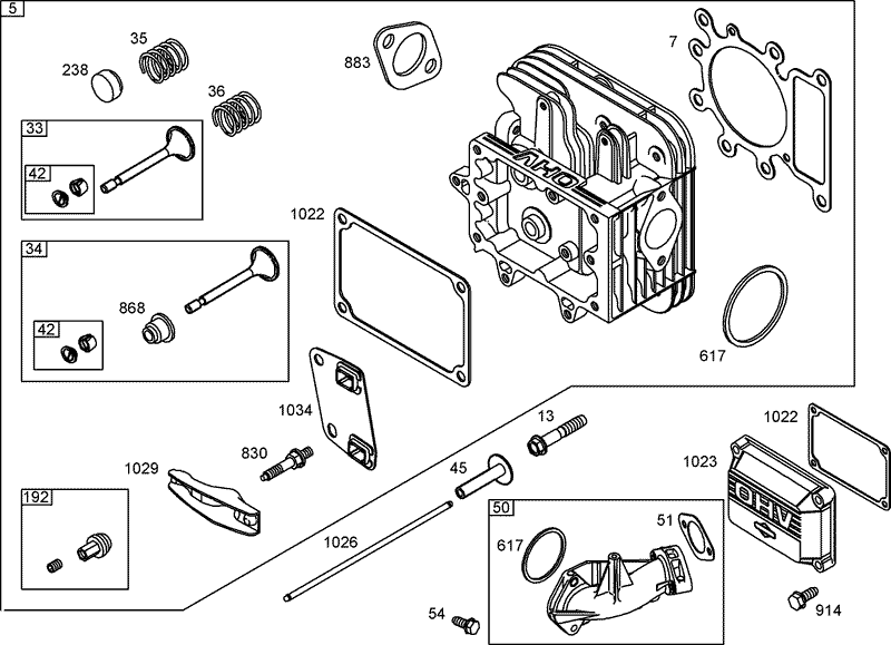 Cylinder Head Assembly Briggs and Stratton 31A707 0116 E1