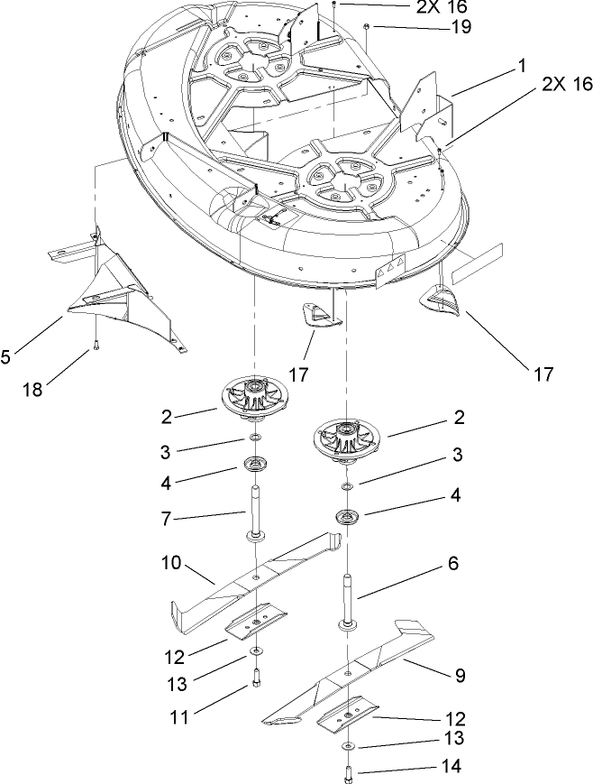 42 Inch Bottom Deck Assembly