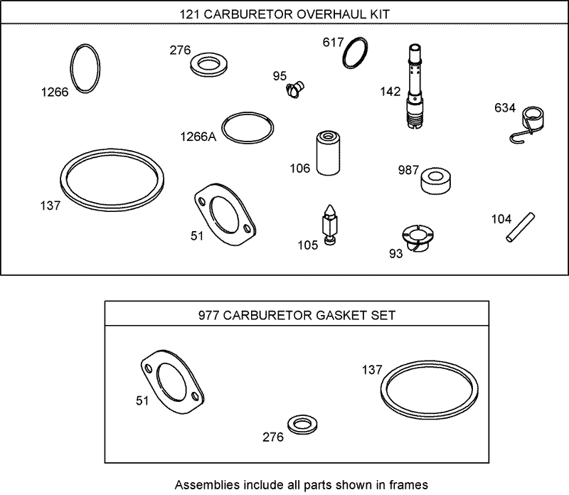 Carburetor Overhaul Kit Keihin Briggs and Stratton 31P777 0125 E1