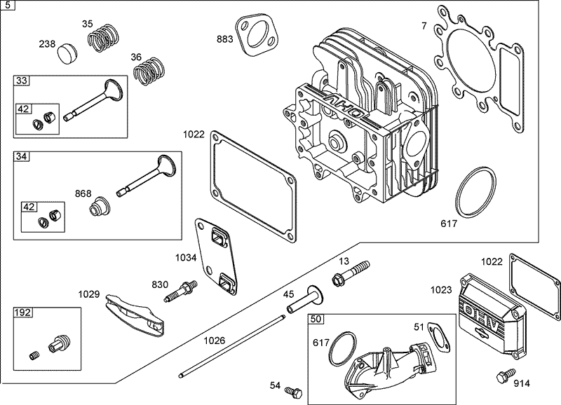 Cylinder Head Assembly Briggs and Stratton 31P777 0125 E1