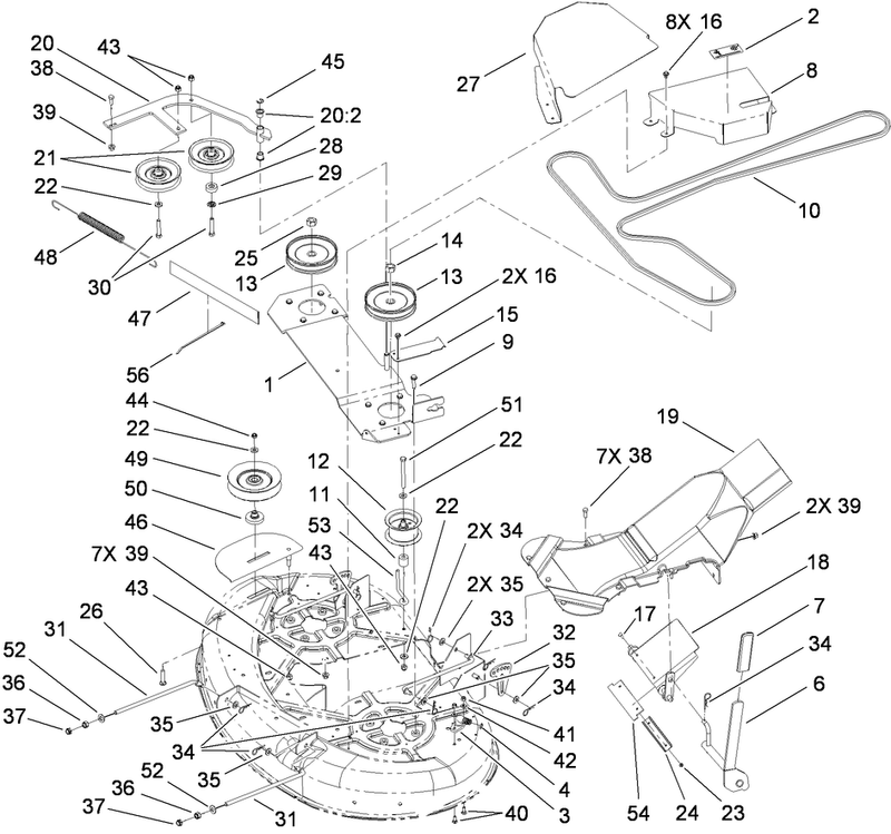 42 Inch Top Deck Assembly