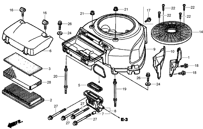 Fan Cover Assembly Honda GXV530 EXA2