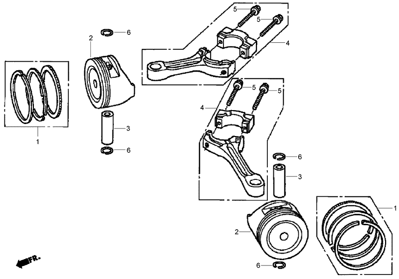 Piston and Connecting Rod Assembly Honda GXV530 EXA2