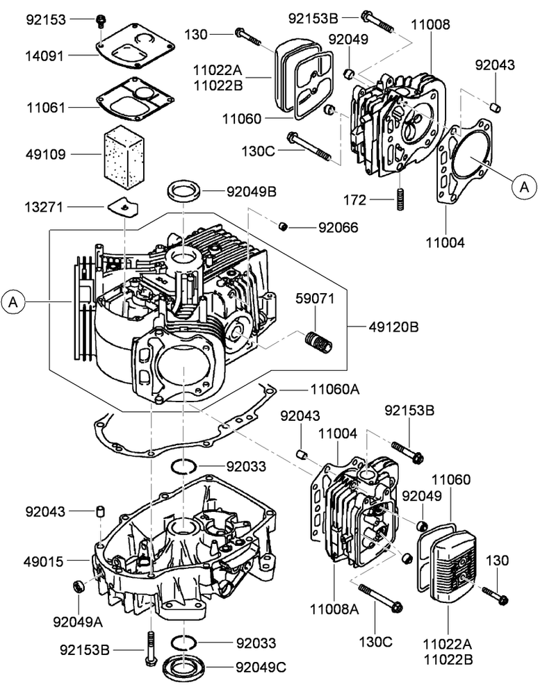 Cylinder and Crankcase Assembly Kawasaki FH541V CS50