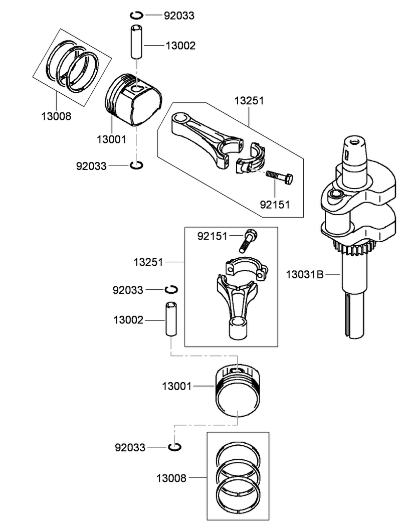 Piston and Crankshaft Assembly Kawasaki FH541V CS50