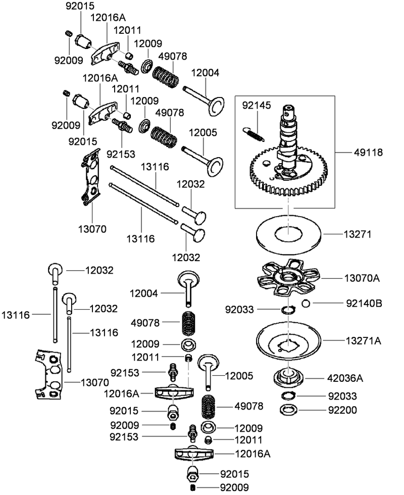 Valve and Camshaft Assembly Kawasaki FH541V CS50