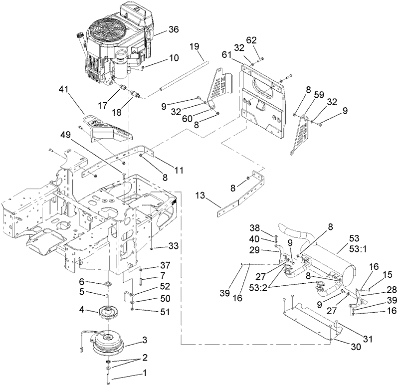 Engine Clutch and Muffler Assembly