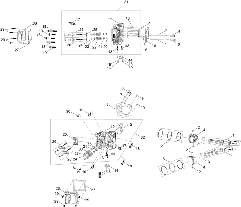 Piston and Cylinder Head Assembly