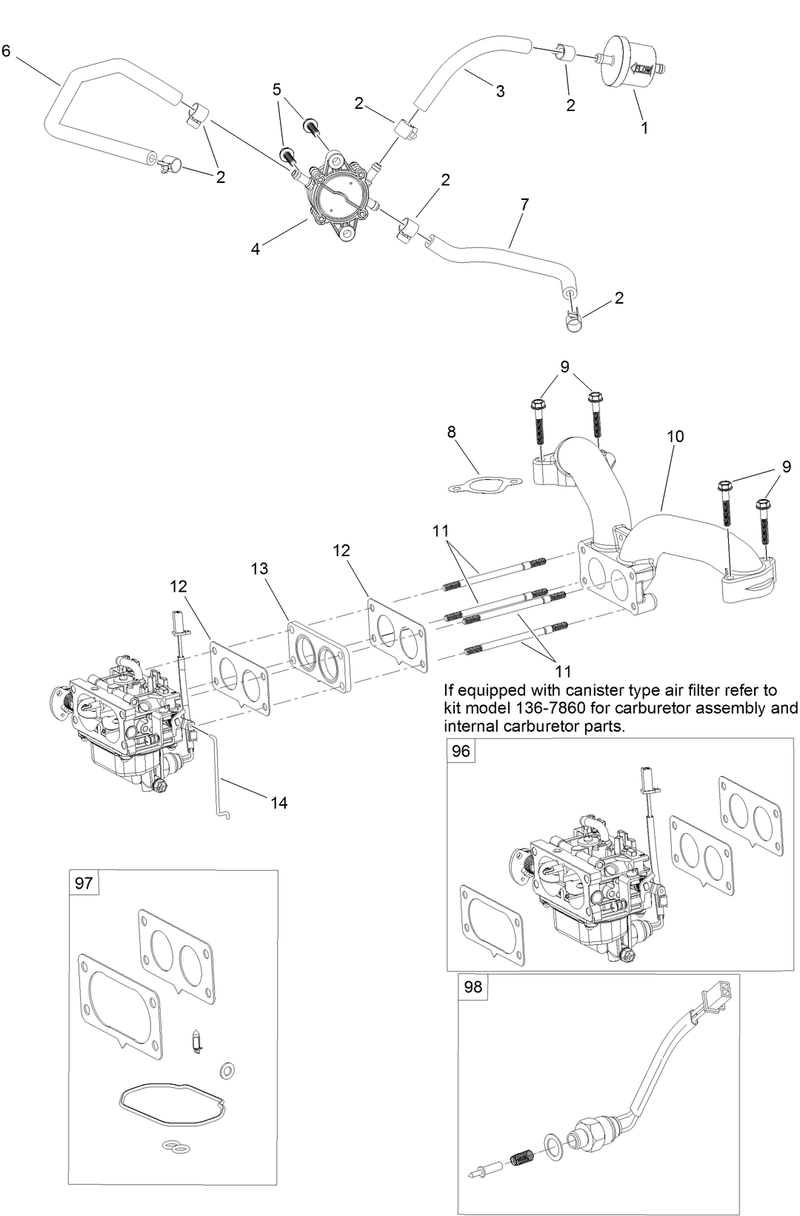 Fuel System Assembly with Non Canister Style Air Filter