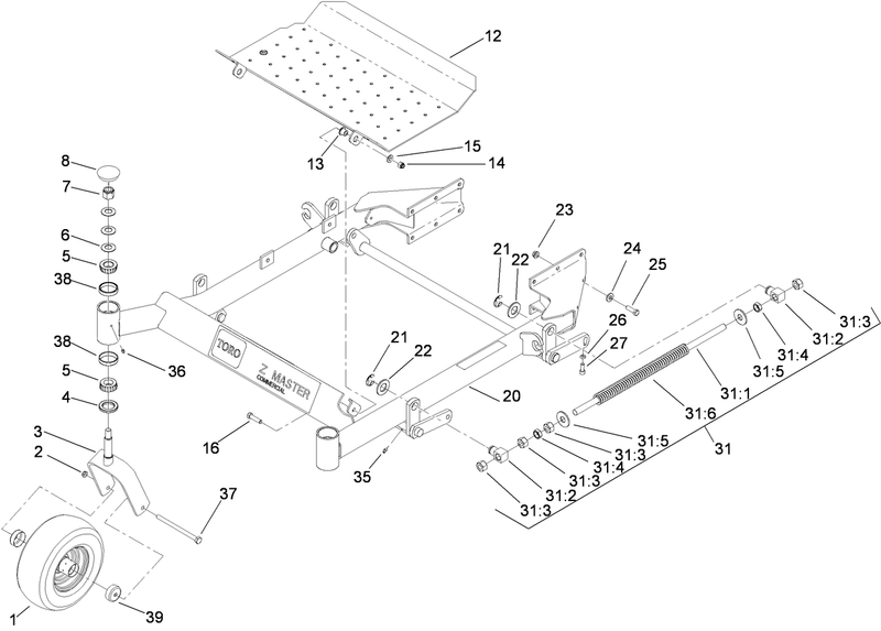 Front Frame and Caster Wheel Assembly