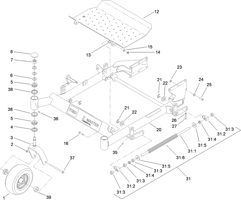 Front Frame and Caster Wheel Assembly