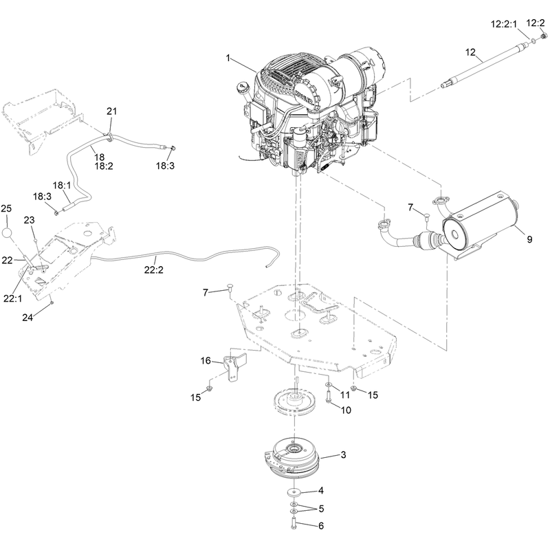 Engine, Clutch and Muffler Assembly