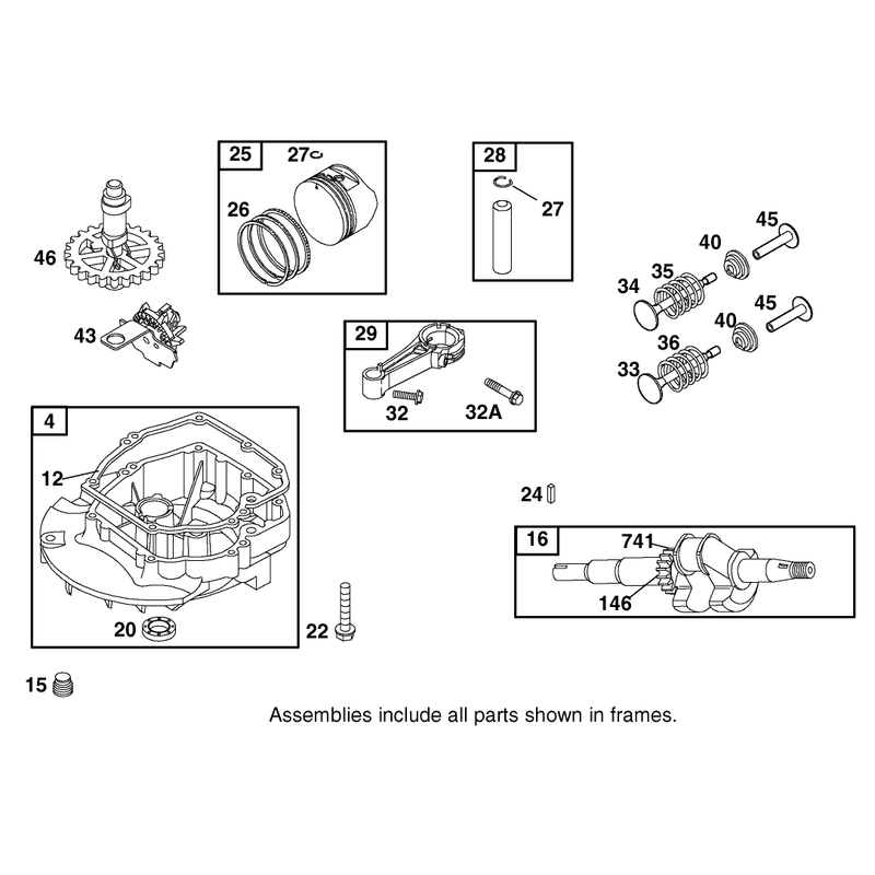 Crankcase Crankshaft Piston and Valve Assembly Briggs and Stratton Model 12f802-1770-B1