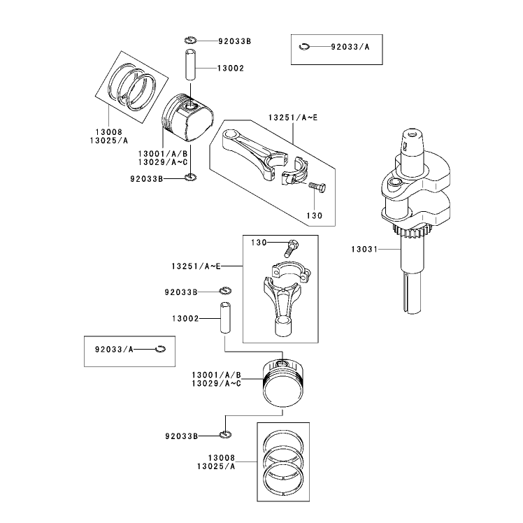 PistonCrankshaft Assembly Kawasaki FH500V-ES10