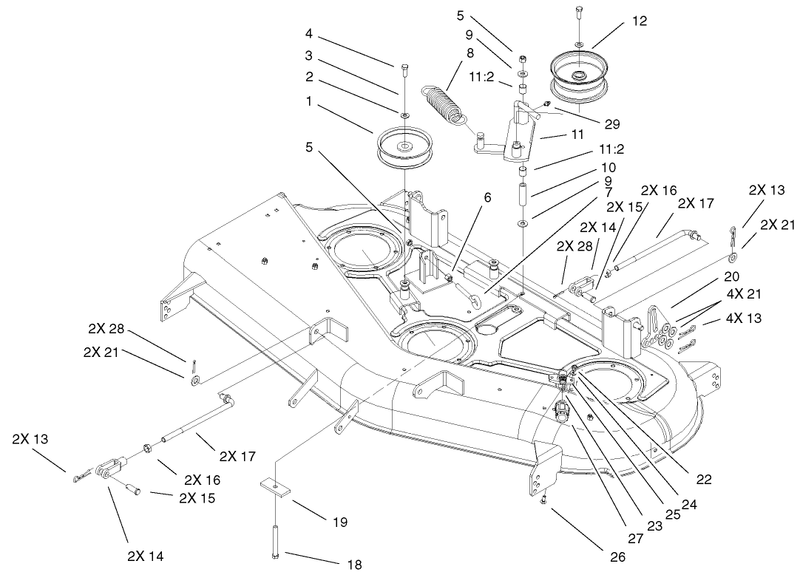 44 Inch Deck Belt Drive and Lift Assembly