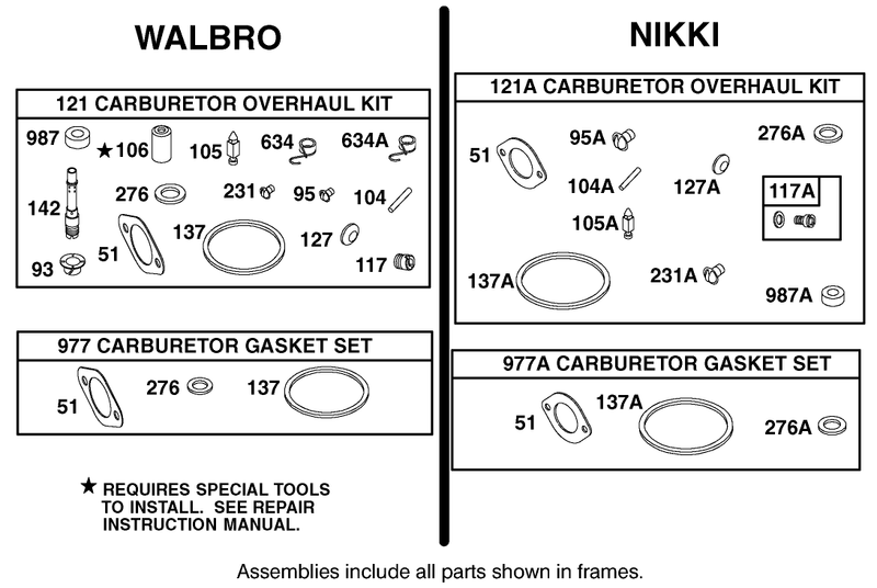 Carburetor Overhaul Kit Assembly Briggs And Stratton 311777 0117 E1